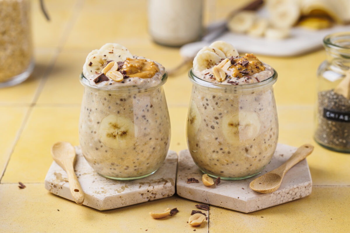 Bananen Erdnussbutter Overnight Oats