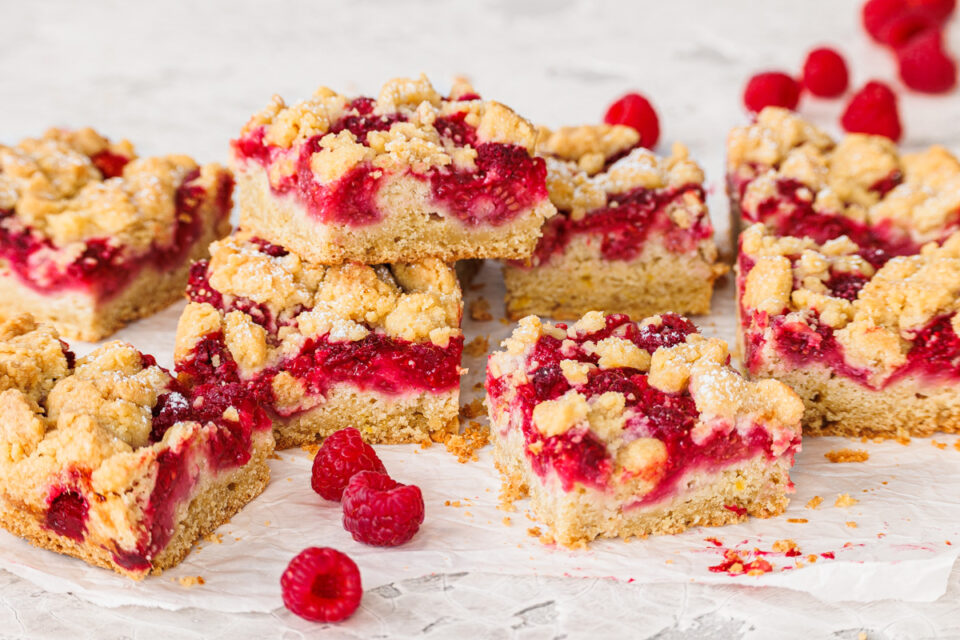 Einfacher Himbeer-Streuselkuchen vom Blech